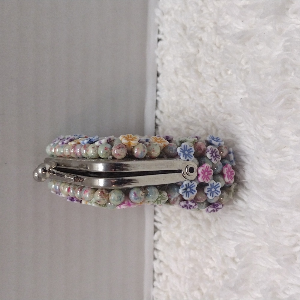 Beaded Purse Small Coin Flower Multiple Color - Picture 3 of 6
